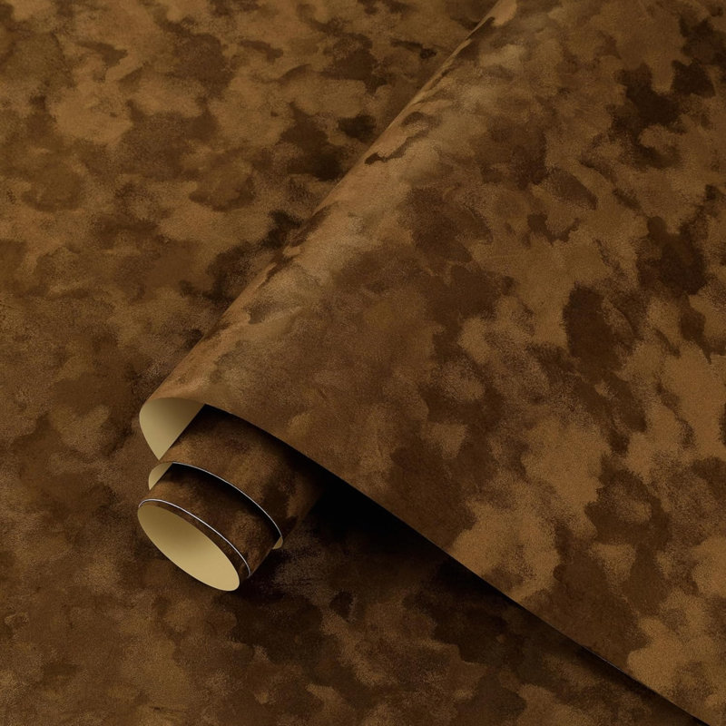 Peel and Stick Wallpaper Velvet Brown Flock Contact Paper for Furniture Drawers Craft 44.5 CM x 7 M
