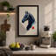 Horse in Navy Modern 1 Piece Wrapped Canvas Wall Art-1476954568-1476954570