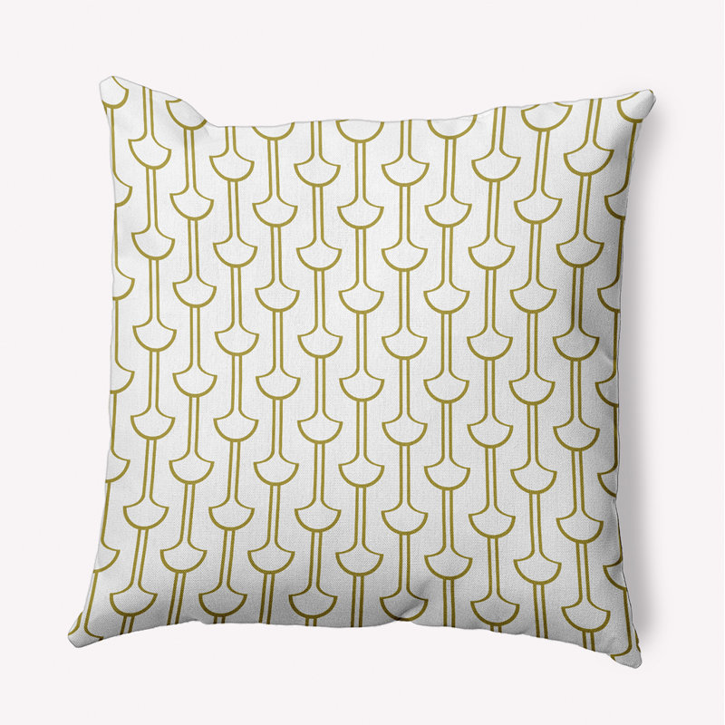 Coussin décoratif intérieur / extérieur Modern Ginko, H 20 po x l 20 po, Carré, Or estompé