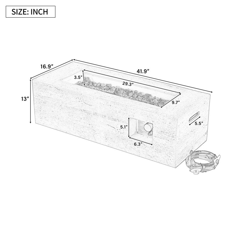 Foyer d'extérieur extérieur au propane rectangulaire, Noir