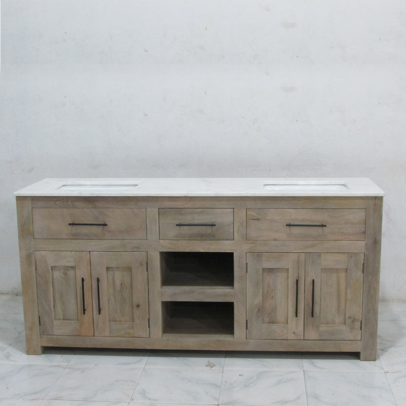 72'' Double Bathroom Vanity with Marble Top