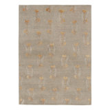 Rug & Kilim’S Block Print Rug With Ochre And Beige Wildflower Florals