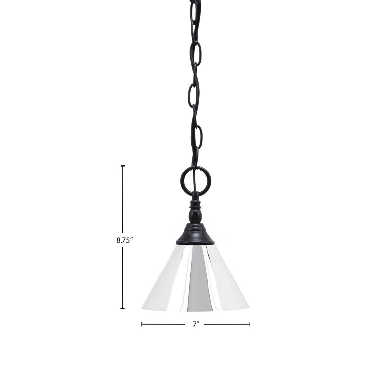 Mini-luminaire suspendu à chaîne avec abat-jour, Chrome, Noir mat