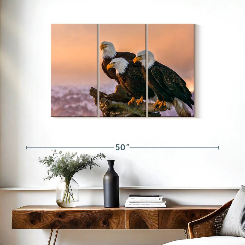 Three American Bald Eagles, 24" H x 38" W