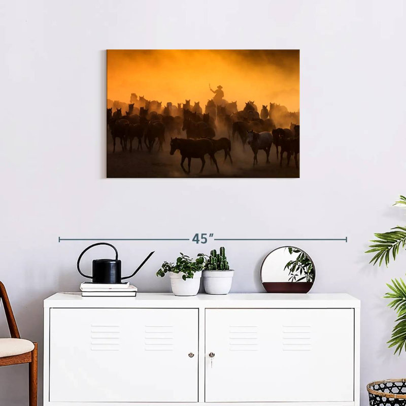 Lelar Herding Horses, 20" H x 30" W