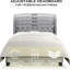 Tufted Headboard Adjustable Height Bed Frame/Fabric Upholstered Bed Frame/Wood Slatted Supports, Linen-1634095686-1634095707