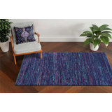 Charmia Hand Tufted Silk Area Rug in Blue