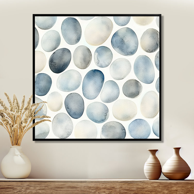 Nosarena Minimalist Meditation Stone Collage II - art mural méditation, Impression encadrée flottante, Noir