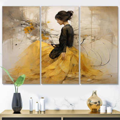 «Love and Desire Yellow Wave Woman Dancer II», 3 impressions sur toile tendue