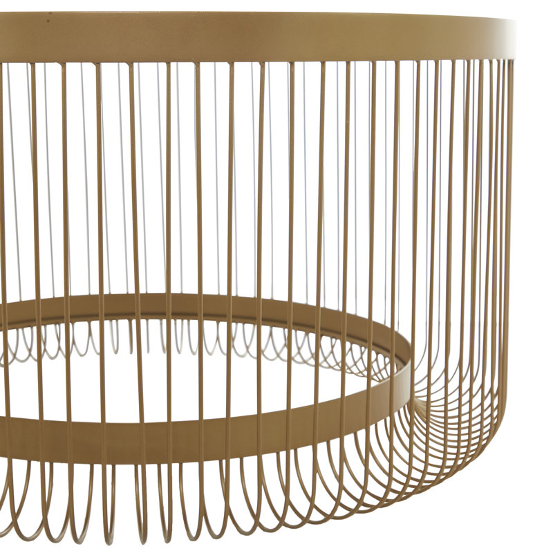 Gold Metal Living Room Coffee Table with Clear Glass Top, 32" x 32" x 18"