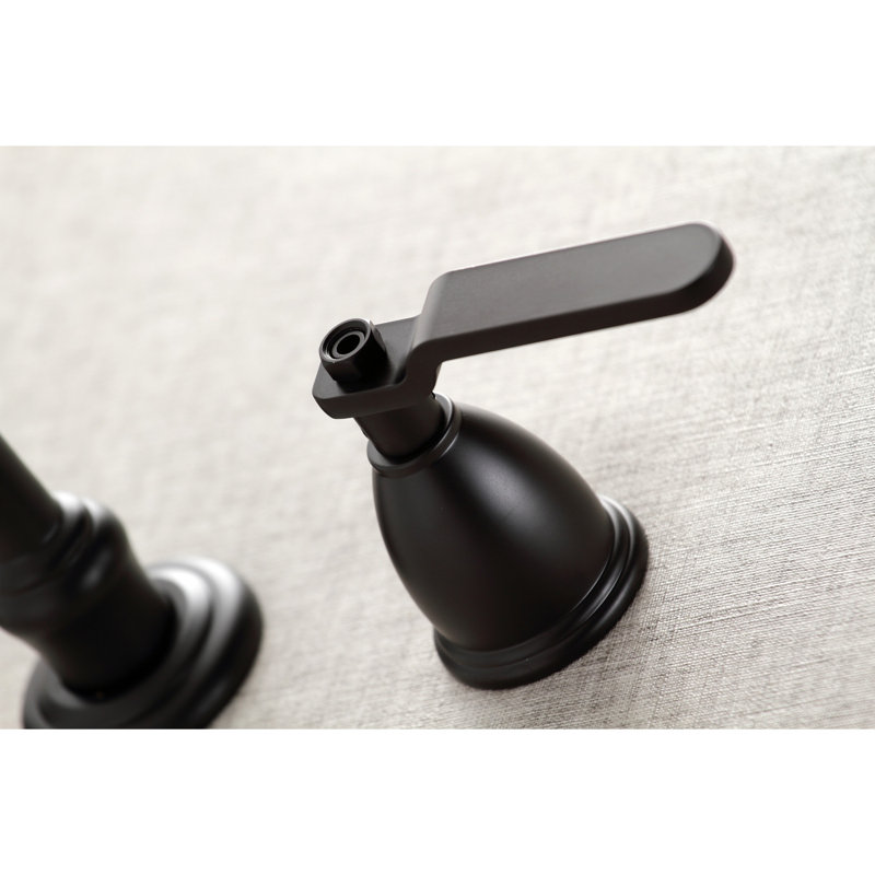 Kingston Brass Belknap Two-Handle 3-Hole Wall Mount Tub Faucet, Matte Black, Lever