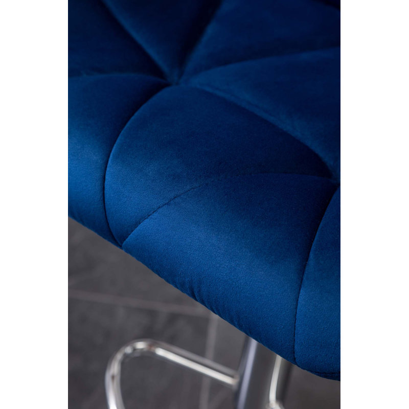 Velvet Diamond Tufted Swivel Adjustable Height Barstool, Set Of 2, Blue