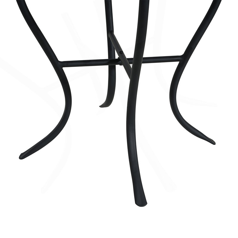 Table d'appoint d'extérieur ronde avec plateau de style mosaïque et pieds courbés en fer