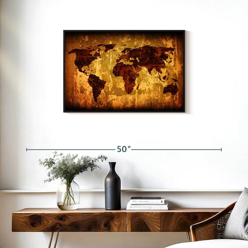 Carte du monde rétro Aliaz, H 21 po x l 31 po