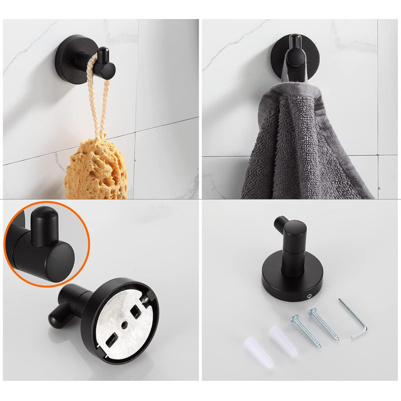 Matte Black 24-Inch Metal Bathroom Hardware Set, 4-Piece