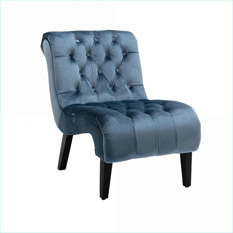 Coolmore Modern Velvet Armless Accent Chair, Upholstered Comfort Chair with Wooden Legs for Living Room, Bedroom, Office for Adults