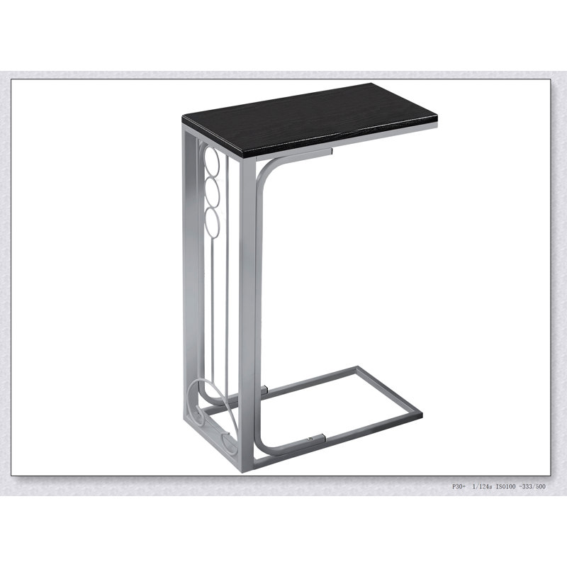 Table d'appoint, en forme de C, bout, côté, collation, stratifié noir, métal gris, transitionnel