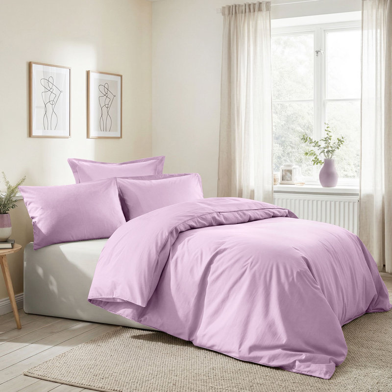 Luxury King Quilt Cover Set, 100% Cotton Ranforce, Lilac | Duvet Cover 102.4 x 86.6 inches & 2 Pillowcases 19.7 x 31.5 inches | 155 Thread Count, Machine Washable, Elegant Design for Cozy Bedrooms