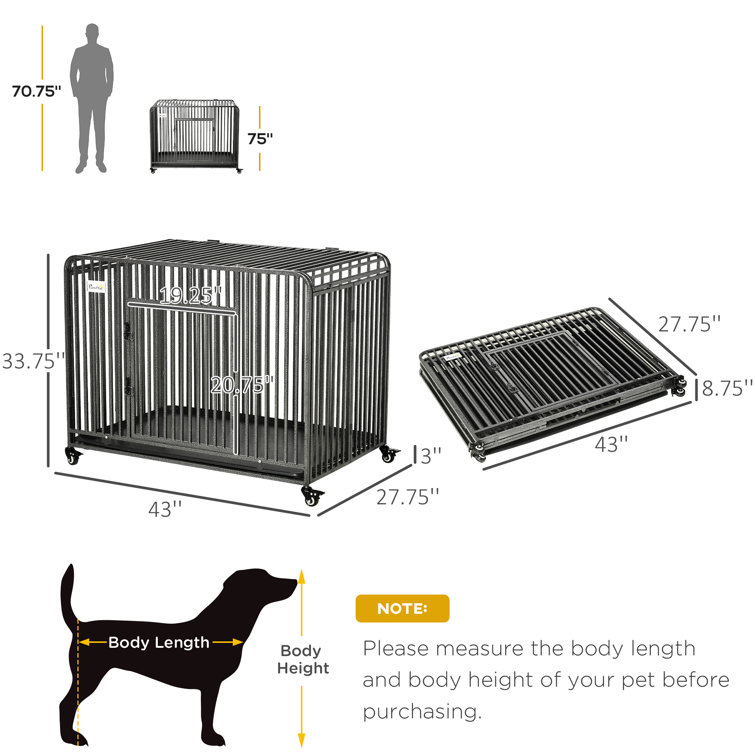 https://assets.wfcdn.com/im/30999565/resize-h755-w755%5Ecompr-r85/1952/195292772/43%22+Heavy+Duty+Dog+Cage%2C+Foldable+Steel+Crate+Kennel+With+Removable+Tray%2C+Double+Doors%2C+4+Lockable+Wheels+For+Medium+%26+Large+Dogs%2C+Dark+Silver.jpg