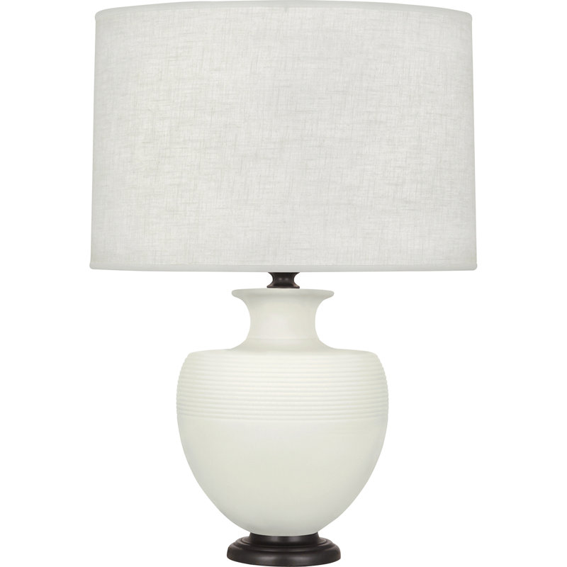 Atlas Table Lamp, Matte Lily Glazed/Deep Patina Bronze