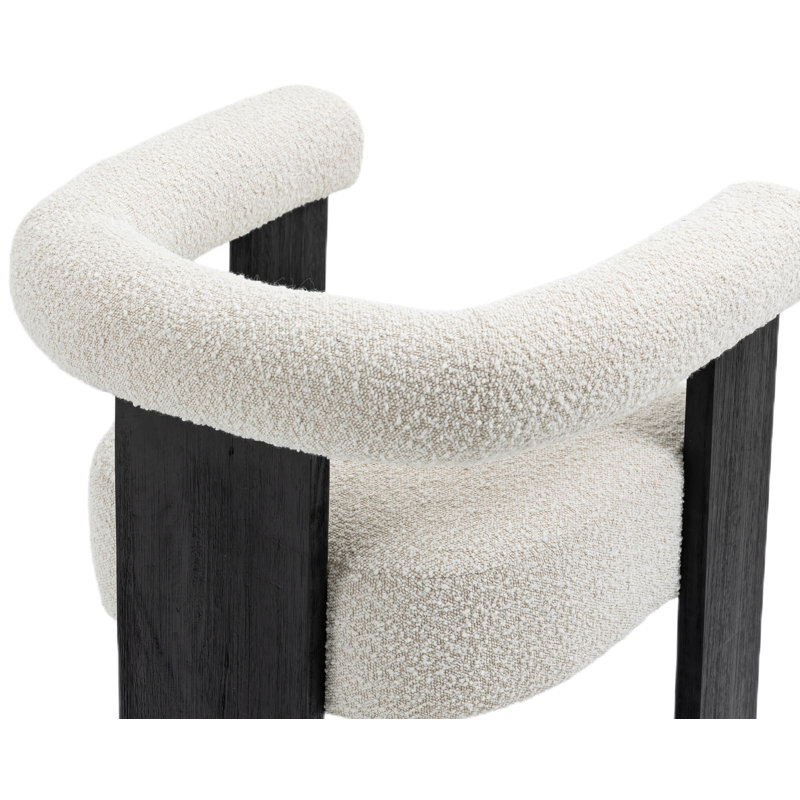 19.6'' H Upholstered Armchair, Black, Cream Boucle Fabric