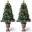 Sapin de Noël artificiel pré-illuminé de 1,5 m dans un pot en forme d'urne - Faux sapin de Noël en pot avec pommes de pin, baies rouges et 11 modes d'éclairage DEL pour la décoration d'entrée et de porche intérieur-2099728675-2099728677