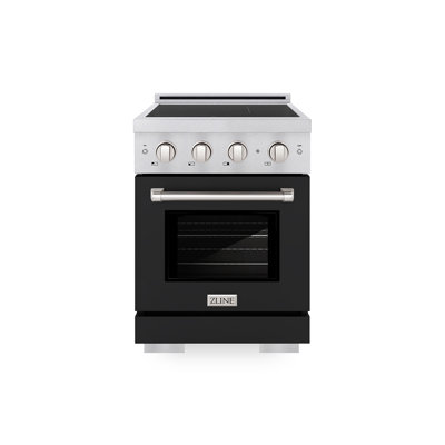 ZLINE Autograph 24 in. Stainless Steel Paramount Induction Range with White Door & Black Accents
