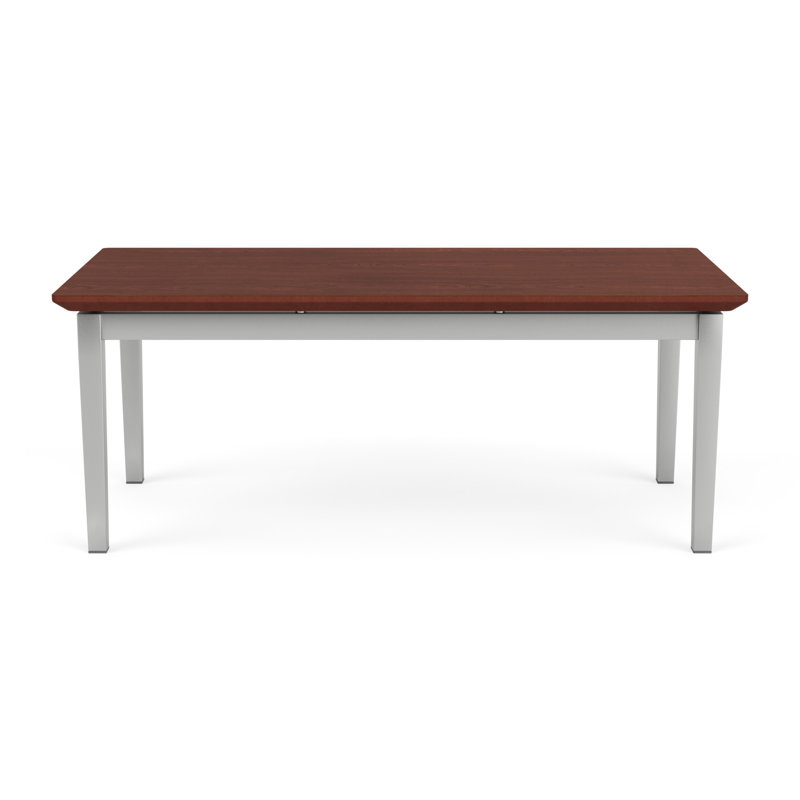 Lenox Steel Waiting Reception Coffee Table Metal Frame 40x20" High Pressure Laminate Top, Silver, Canyon Cherry