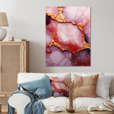 Pink And Gold Marble Essence V - Marble Wall Decor