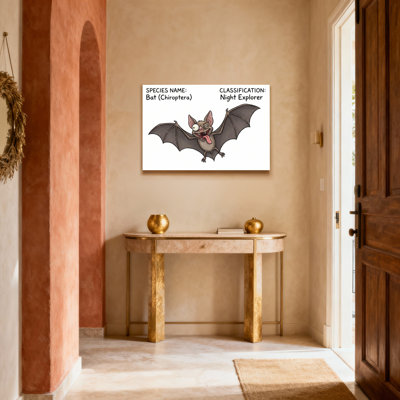 Bat Chiroptera Night Explorer Cartoon Animal Canvas Wrapped Wall Art Oil Painting Print Set Of 1