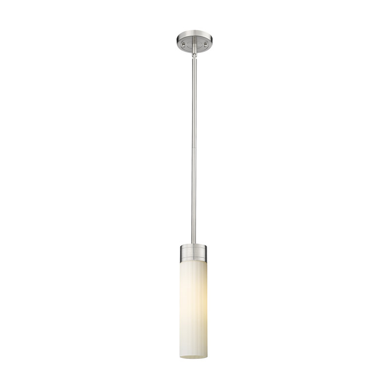 Luminaire suspendu 8 lumières Empire, H 12,75 po x l 3,13 po x P 3,13 po, Blanc mat, Nickel satiné