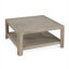 Table basse carrée avec finition gris ardoise et rangement à deux niveaux, idéale pour l'organisation du salon
