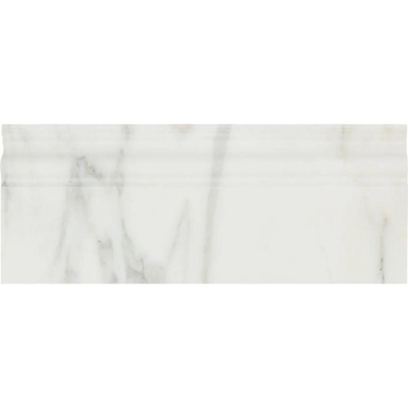 12" x 5" Honed Marble Bullnose Tile Trim, Honed Calacatta Gold