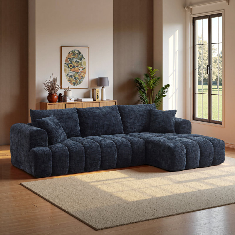 Boneless 108.3" Sectional Couches For Living Room – Modern Modular Boneless Couch, Upholstered L-Shape Sofa, Oversized Deep Seat 3-Seater Modular Sectional Sofa