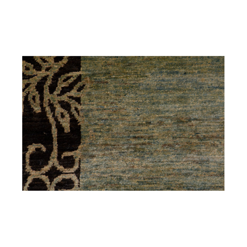 Tapis noir et turquoise noué à la main de haute qualité