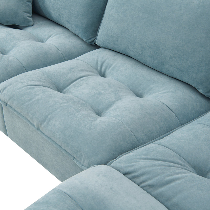 Canapé moderne 6006A-PAQUET, Suède bleu clair