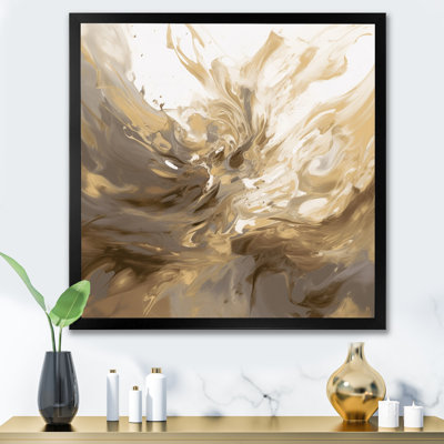 «White and Gold Aqua Symphony», art mural abstrait sur toile