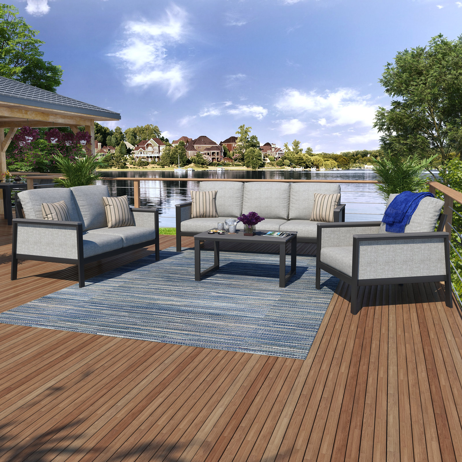 Townsend 8-Person Sunbrella® Patio Seating Group, Canvas Granite