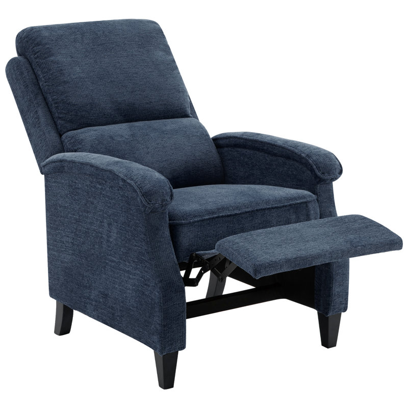 Arlan Modern Design Fabric Upholstered Push Back Recliner, Blue