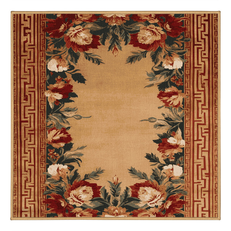 Tapis brun français lavable à la machine, Carré 4 pi