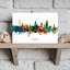 Aquarelle, impression de l'horizon de la ville de l'architecture abstraite de la ville de Munich-702845445
