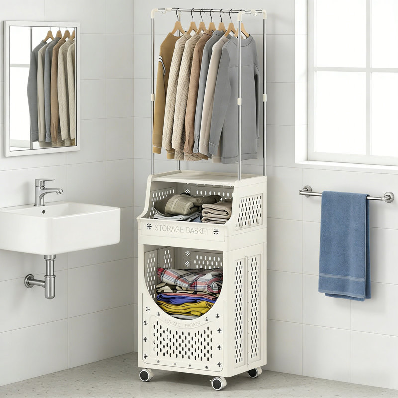 Plastic Laundry Cart with Wheels