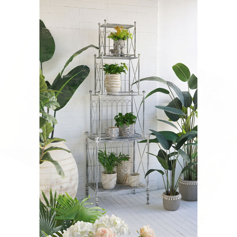 Étagère antique en fer à 3 niveaux 25,5 x 17 x 80,5 po - patiné, présentoir pour la cuisine, la salle de bain, le salon ou le patio