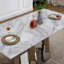Table de salle à manger en marbre pour 6 personnes, table de salle à manger rectangulaire en faux marbre 70 po avec base en acier inoxydable à finition miroir, table de cuisine moderne en marbre de grande taille (argent, gris) (table unique)-1400406661-1400406680
