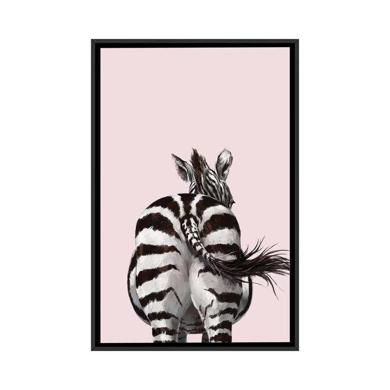 Art à bout zèbre, Toile avec cadre noir, H 26 po x l 18 po x 1,5 po