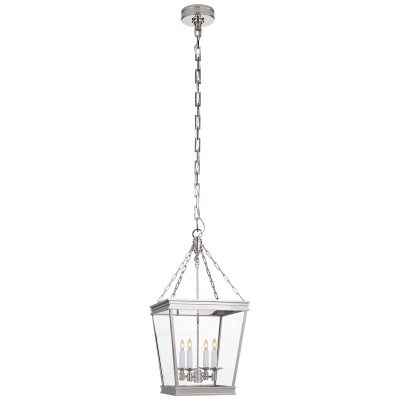 Chapman & Myers Launceton Small Square Lantern, 25.75" H x 12.5" W x 12.5" D, Polished Nickel