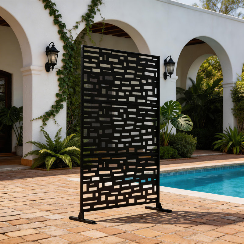 Metal Privacy Screen With Block Pattern