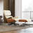 Mid Century Genuine Leather Lounge Chair With Ottoman, Solid Wood Frame, Strong Aluminum Legs, Memory Foam-2124191722
