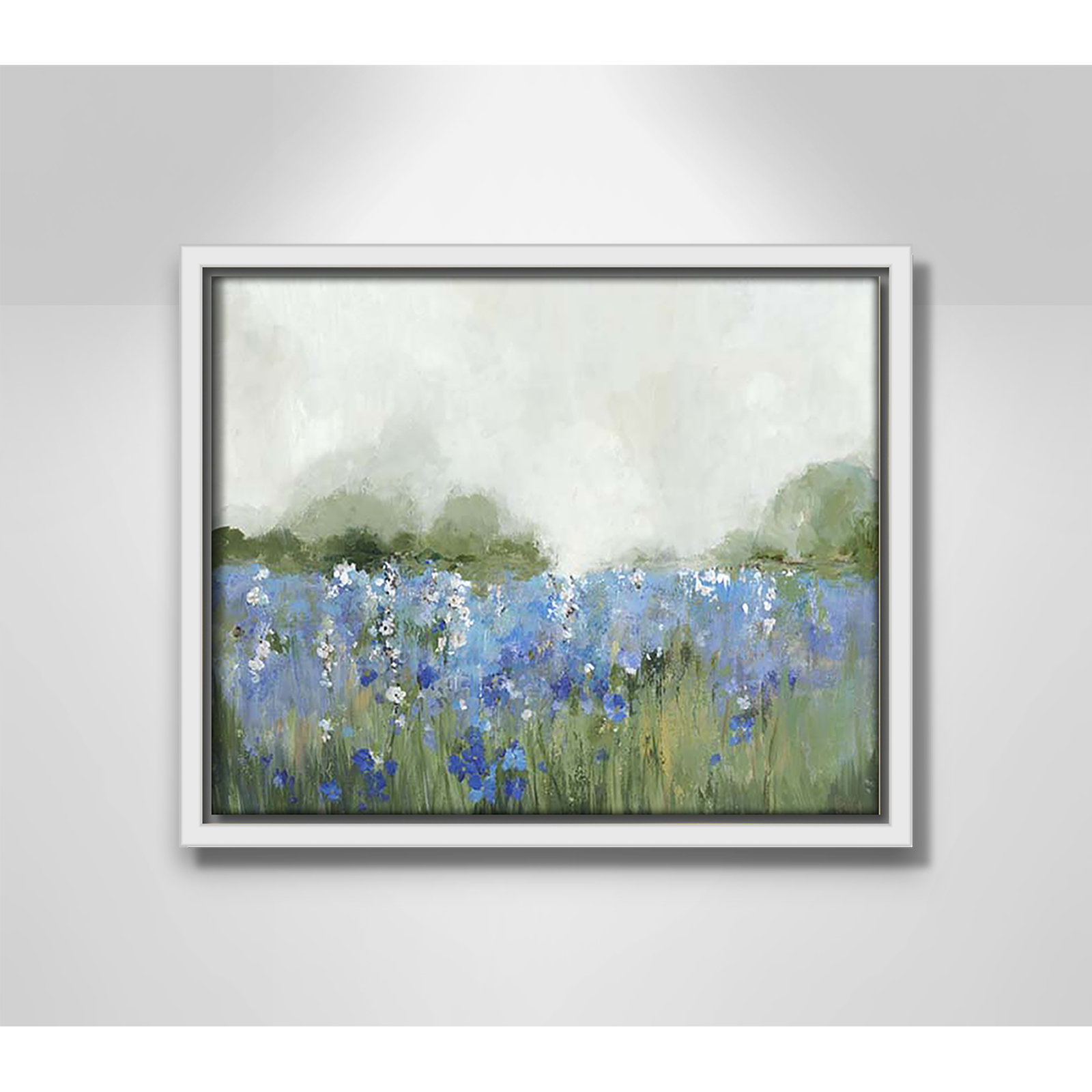 Meadows Bluebells Field by Allison Pearce, 9.5" H x 11.5" W x 2" D, White Framed