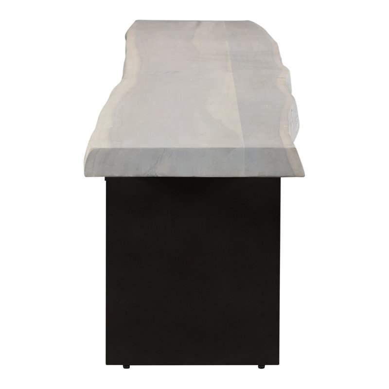 Roberto 92" Live Edge Wood Bench, White